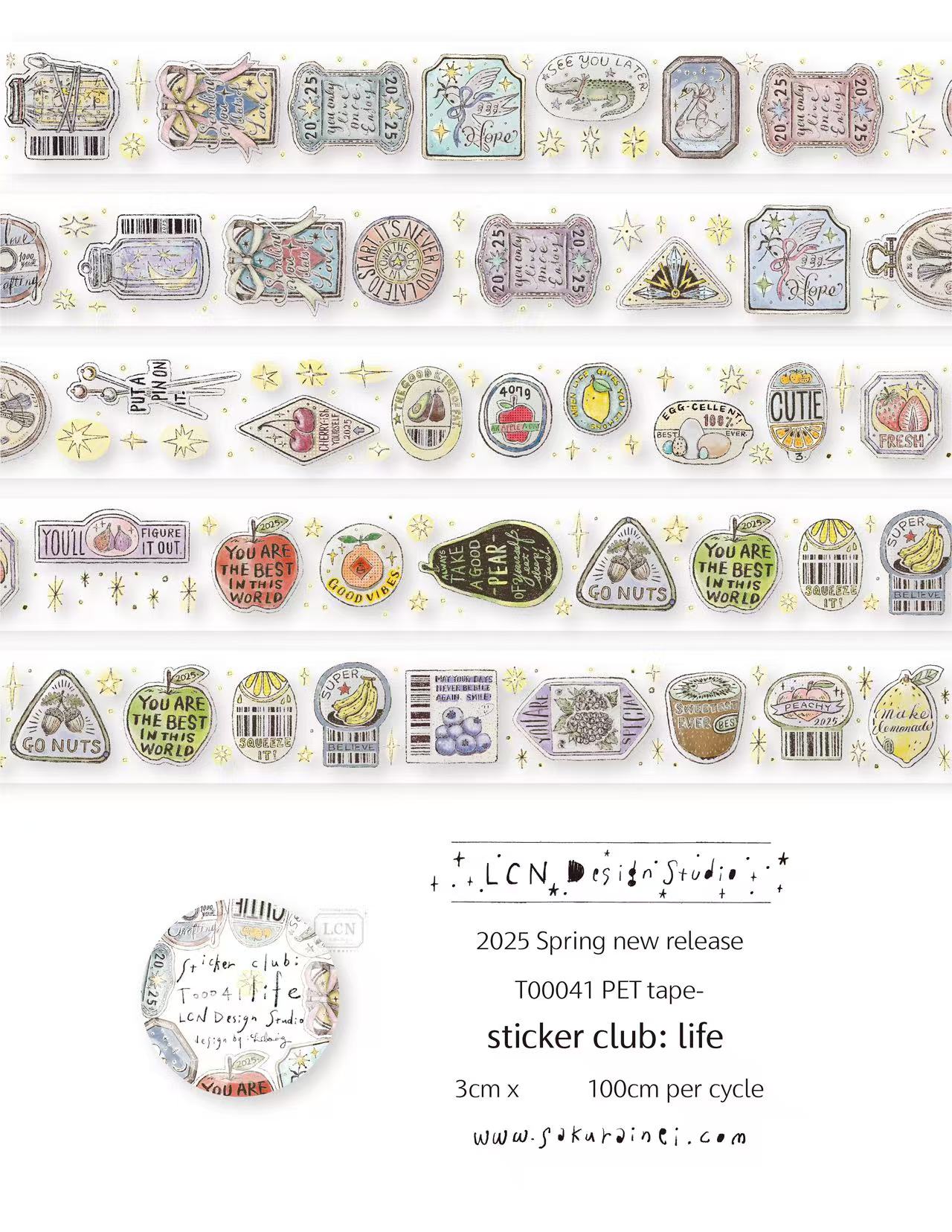 Washi Tape Rolls - 1 حلقة LCN خمر ملصق نادي